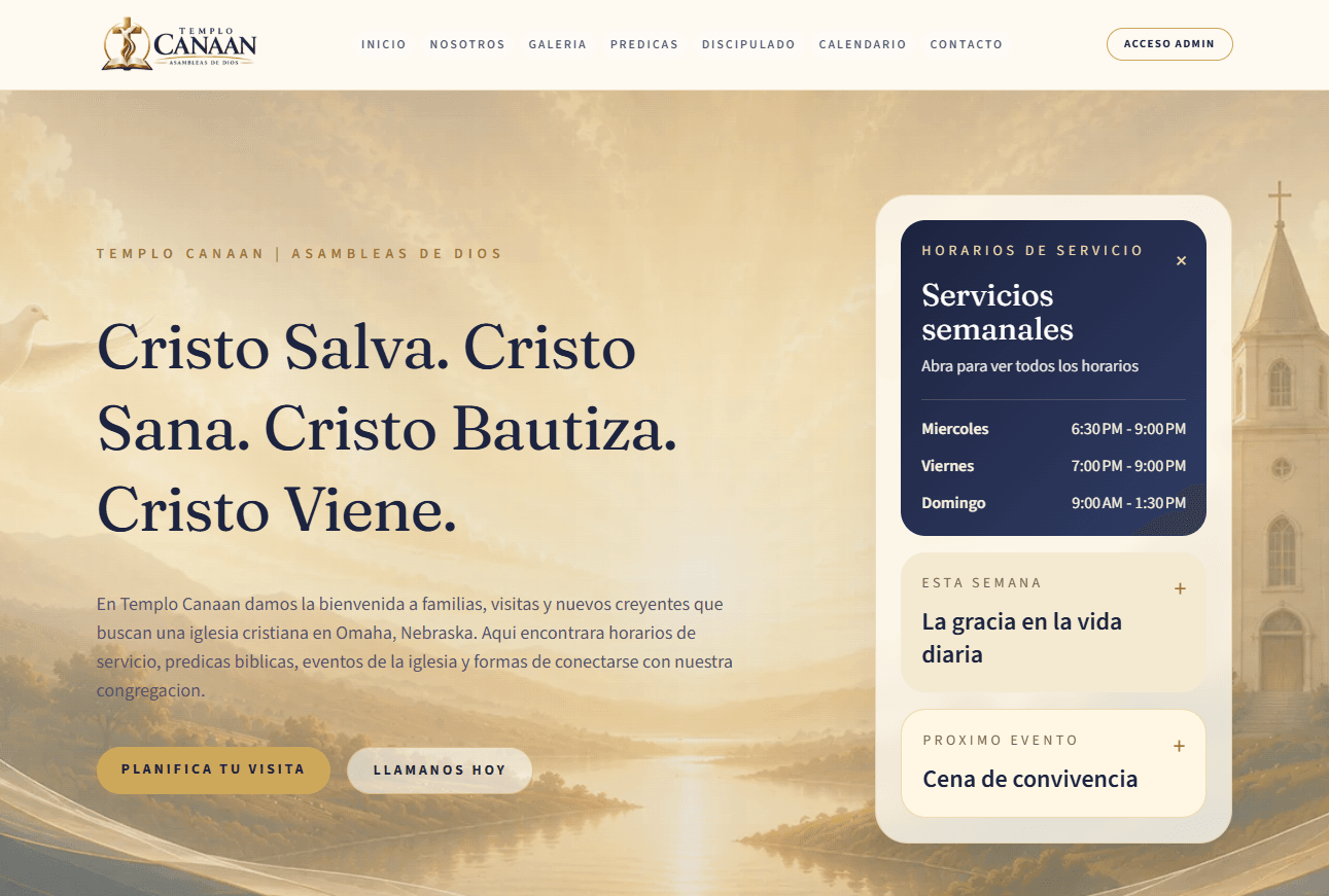 Templo Canaan Church Website project preview