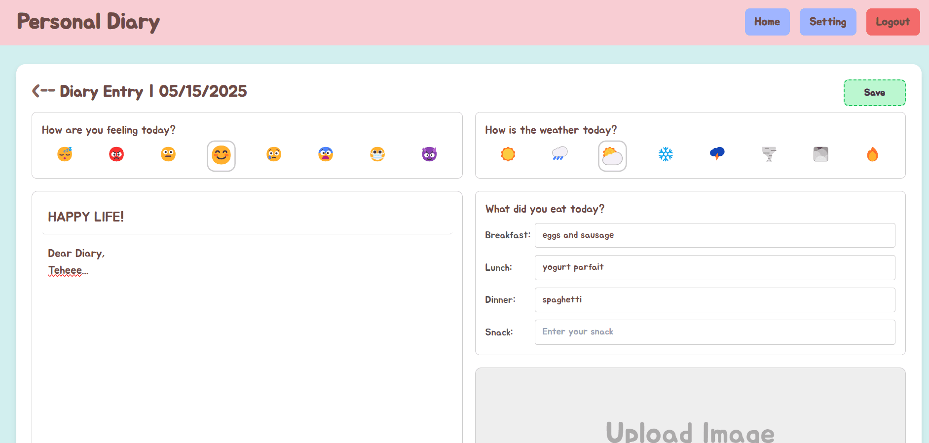Personal Diary - Full-Stack Journaling Application project preview